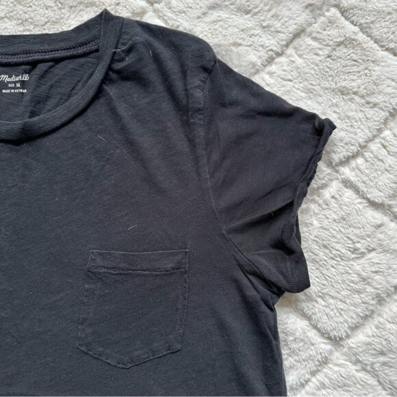 Madewell | Black Whisper Cotton V-Neck Short Sleeve T-Shirt | Size Medium - Picture 5 of 11